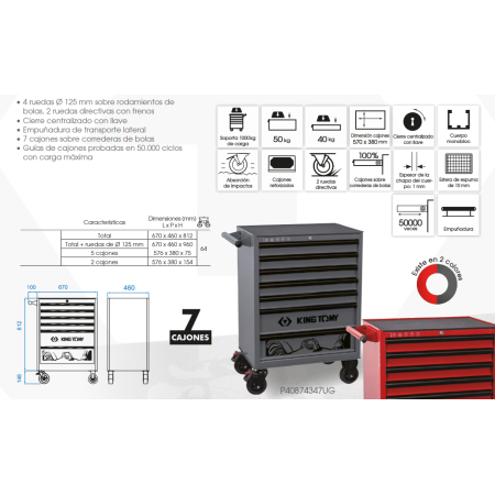 CARRO PARA TALLER -  7 CAJONES